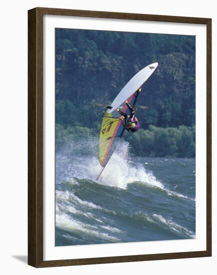 Windsurfing in Hood River, Oregon, USA-Lee Kopfler-Framed Premium Photographic Print