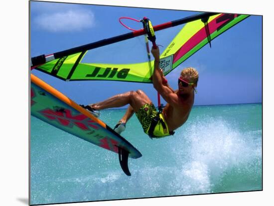 Windsurfing Jumping, Aruba, Caribbean-James Kay-Mounted Photographic Print