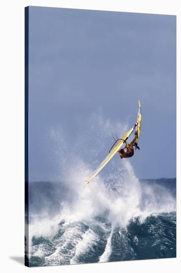 Windsurfing on the Ocean at Sunset, Maui, Hawaii, USA-Gerry Reynolds-Stretched Canvas