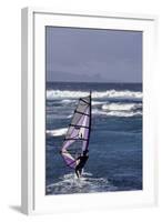 Windsurfing on the Ocean at Sunset, Maui, Hawaii, USA-Gerry Reynolds-Framed Photographic Print