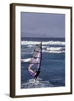 Windsurfing on the Ocean at Sunset, Maui, Hawaii, USA-Gerry Reynolds-Framed Photographic Print