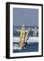 Windsurfing on the Ocean at Sunset, Maui, Hawaii, USA-Gerry Reynolds-Framed Photographic Print