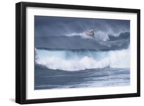 Windsurfing on the Ocean at Sunset, Maui, Hawaii, USA-Gerry Reynolds-Framed Photographic Print