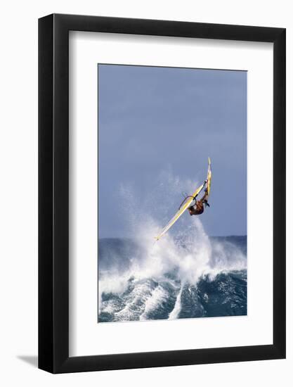 Windsurfing on the Ocean at Sunset, Maui, Hawaii, USA-Gerry Reynolds-Framed Photographic Print