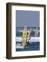 Windsurfing on the Ocean at Sunset, Maui, Hawaii, USA-Gerry Reynolds-Framed Photographic Print