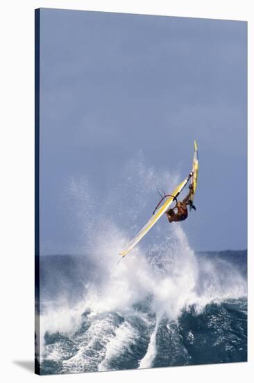 Windsurfing on the Ocean at Sunset, Maui, Hawaii, USA-Gerry Reynolds-Stretched Canvas