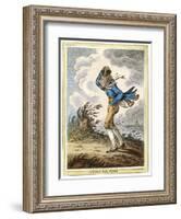 Windswept Man Battles His Way Across Hampstead Heath-James Gillray-Framed Art Print