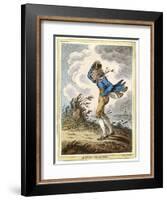 Windswept Man Battles His Way Across Hampstead Heath-James Gillray-Framed Art Print