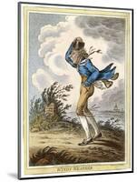 Windswept Man Battles His Way Across Hampstead Heath-James Gillray-Mounted Art Print