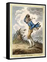 Windswept Man Battles His Way Across Hampstead Heath-James Gillray-Framed Stretched Canvas