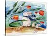 Windy Bunny & Tulips-sylvia pimental-Stretched Canvas