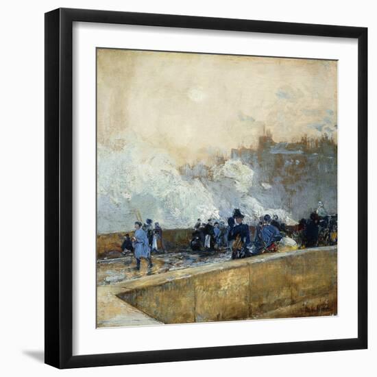 Windy Day, Paris, 1889-Childe Hassam-Framed Giclee Print