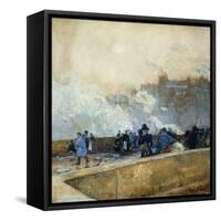 Windy Day, Paris-Childe Hassam-Framed Stretched Canvas