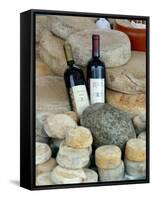 Wine and Cheese at Open-Air Market, Lake Maggiore, Arona, Italy-Lisa S. Engelbrecht-Framed Stretched Canvas