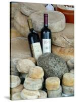 Wine and Cheese at Open-Air Market, Lake Maggiore, Arona, Italy-Lisa S. Engelbrecht-Stretched Canvas