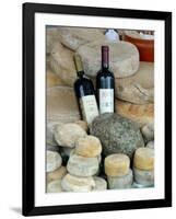 Wine and Cheese at Open-Air Market, Lake Maggiore, Arona, Italy-Lisa S. Engelbrecht-Framed Photographic Print