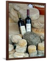 Wine and Cheese at Open-Air Market, Lake Maggiore, Arona, Italy-Lisa S. Engelbrecht-Framed Photographic Print