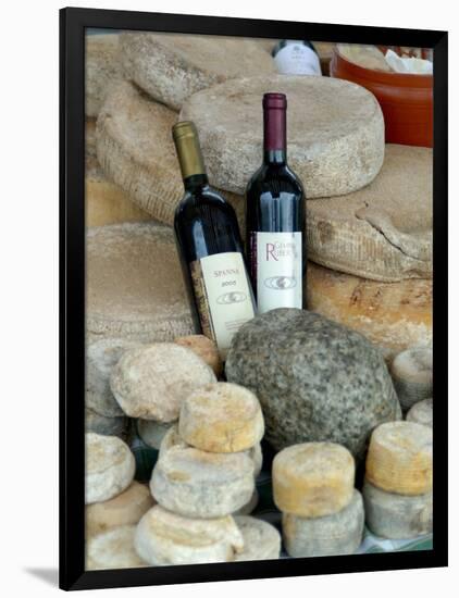 Wine and Cheese at Open-Air Market, Lake Maggiore, Arona, Italy-Lisa S. Engelbrecht-Framed Photographic Print