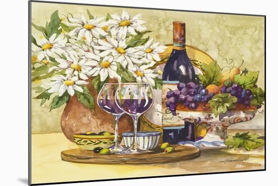 Wine and Daisies-Jerianne Van Dijk-Mounted Art Print