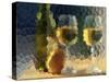 Wine and Glasses Behind Frosted Glass-Mitch Diamond-Stretched Canvas