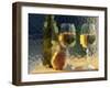 Wine and Glasses Behind Frosted Glass-Mitch Diamond-Framed Premium Photographic Print