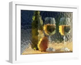 Wine and Glasses Behind Frosted Glass-Mitch Diamond-Framed Photographic Print