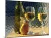 Wine and Glasses Behind Frosted Glass-Mitch Diamond-Mounted Photographic Print