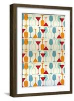 Wine and Martini Glass Pattern-Lantern Press-Framed Art Print