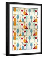 Wine and Martini Glass Pattern-Lantern Press-Framed Art Print