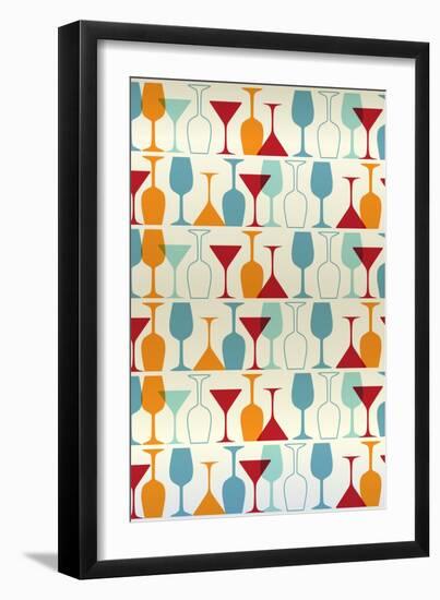 Wine and Martini Glass Pattern-Lantern Press-Framed Art Print