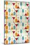 Wine and Martini Glass Pattern-Lantern Press-Mounted Art Print