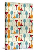 Wine and Martini Glass Pattern-Lantern Press-Stretched Canvas