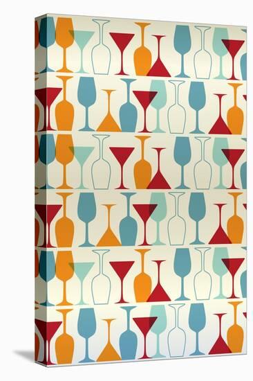 Wine and Martini Glass Pattern-Lantern Press-Stretched Canvas