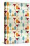 Wine and Martini Glass Pattern-Lantern Press-Stretched Canvas