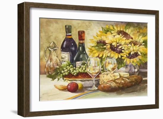 Wine and Sunflowers-Jerianne Van Dijk-Framed Art Print