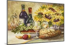 Wine and Sunflowers-Jerianne Van Dijk-Mounted Art Print