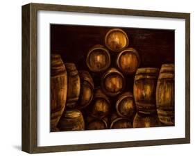 Wine Barrels-Jodi Monahan-Framed Art Print
