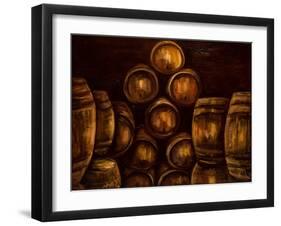 Wine Barrels-Jodi Monahan-Framed Art Print
