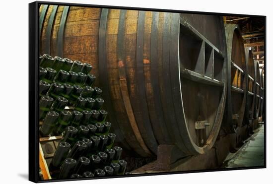 Wine Barrels-Lantern Press-Framed Stretched Canvas