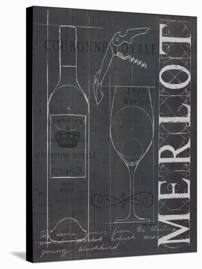 Wine Blueprint II v2 Charcoal 16x20-Marco Fabiano-Stretched Canvas
