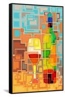 Wine Bottle and Glass Geometric-Lantern Press-Framed Stretched Canvas