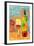 Wine Bottle and Glass Geometric-Lantern Press-Framed Art Print