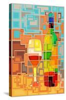 Wine Bottle and Glass Geometric-Lantern Press-Stretched Canvas