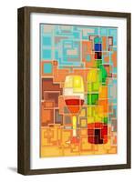 Wine Bottle and Glass Geometric-Lantern Press-Framed Art Print