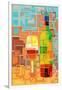 Wine Bottle and Glass Geometric-Lantern Press-Framed Art Print