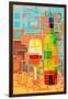 Wine Bottle and Glass Geometric-Lantern Press-Framed Art Print