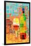 Wine Bottle and Glass Geometric-Lantern Press-Framed Art Print