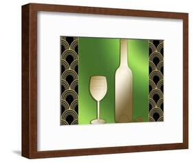 Wine Bottle And Glass-Art Deco Designs-Framed Giclee Print