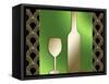 Wine Bottle And Glass-Art Deco Designs-Framed Stretched Canvas