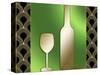 Wine Bottle And Glass-Art Deco Designs-Stretched Canvas